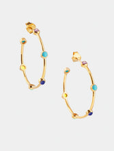 Load image into Gallery viewer, Mixed stone Studded Hoop earrings - Large

