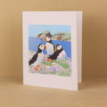 Puffins and Sheep Rock, Fair Isle greeting card by Lisa Hooper