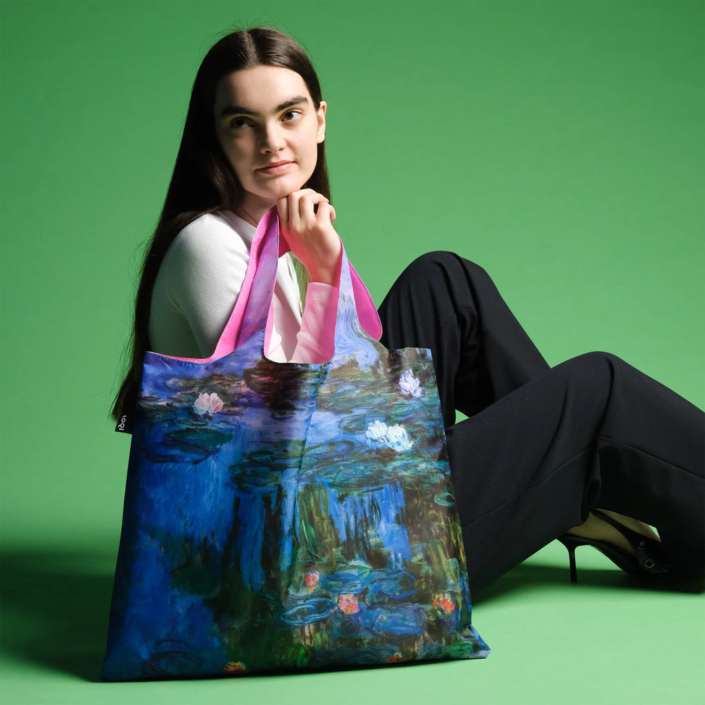 LOQI foldable recycled bag with Claude Monet Water Lilies design