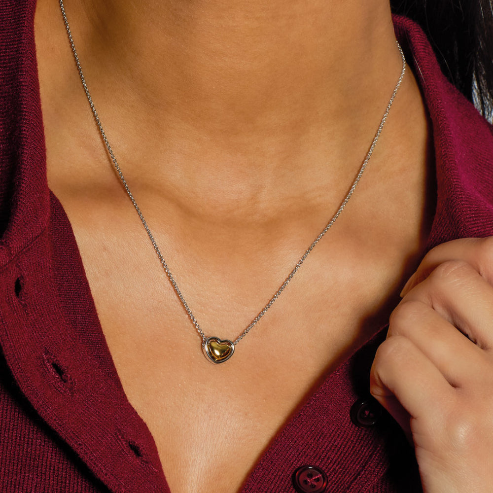 Kit Heath Heart of Gold Necklace | Sterling Silver & 18ct Gold Plate | 18" Chain