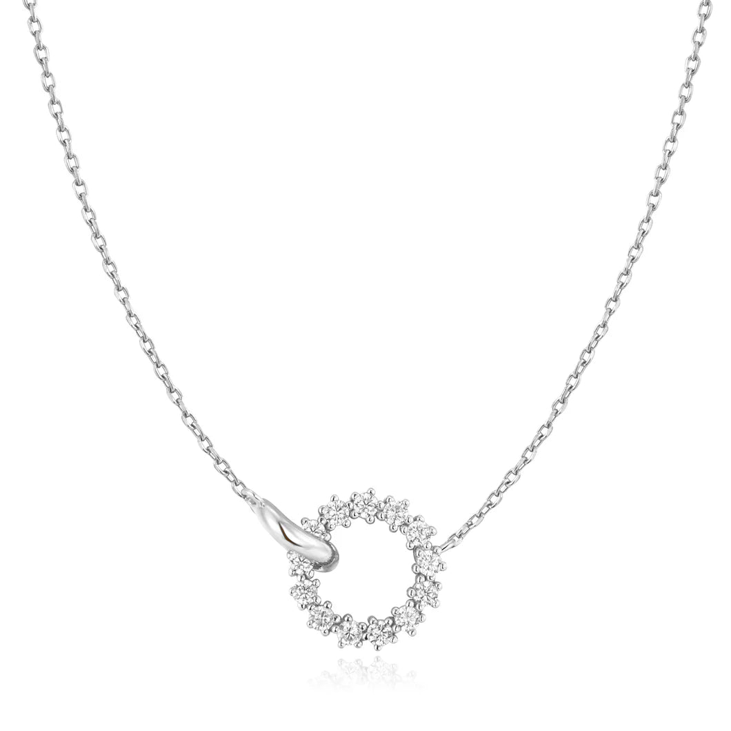 Interlinked Circles Pavé Necklace - Silver