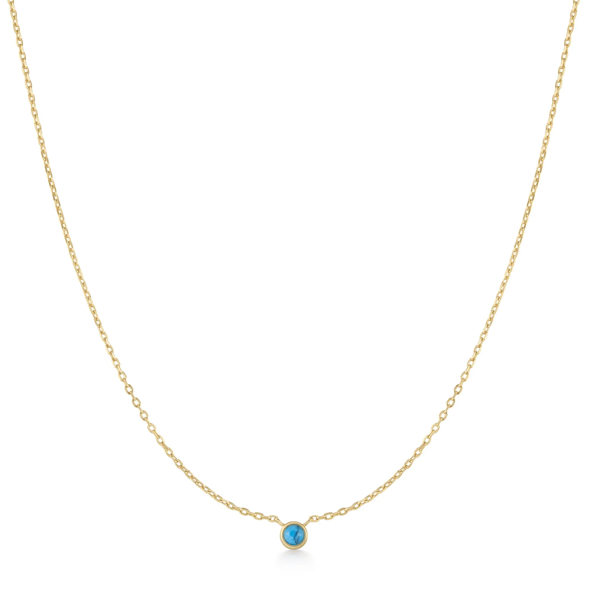 Gold Bezel-Set Turquoise Solitaire Necklace