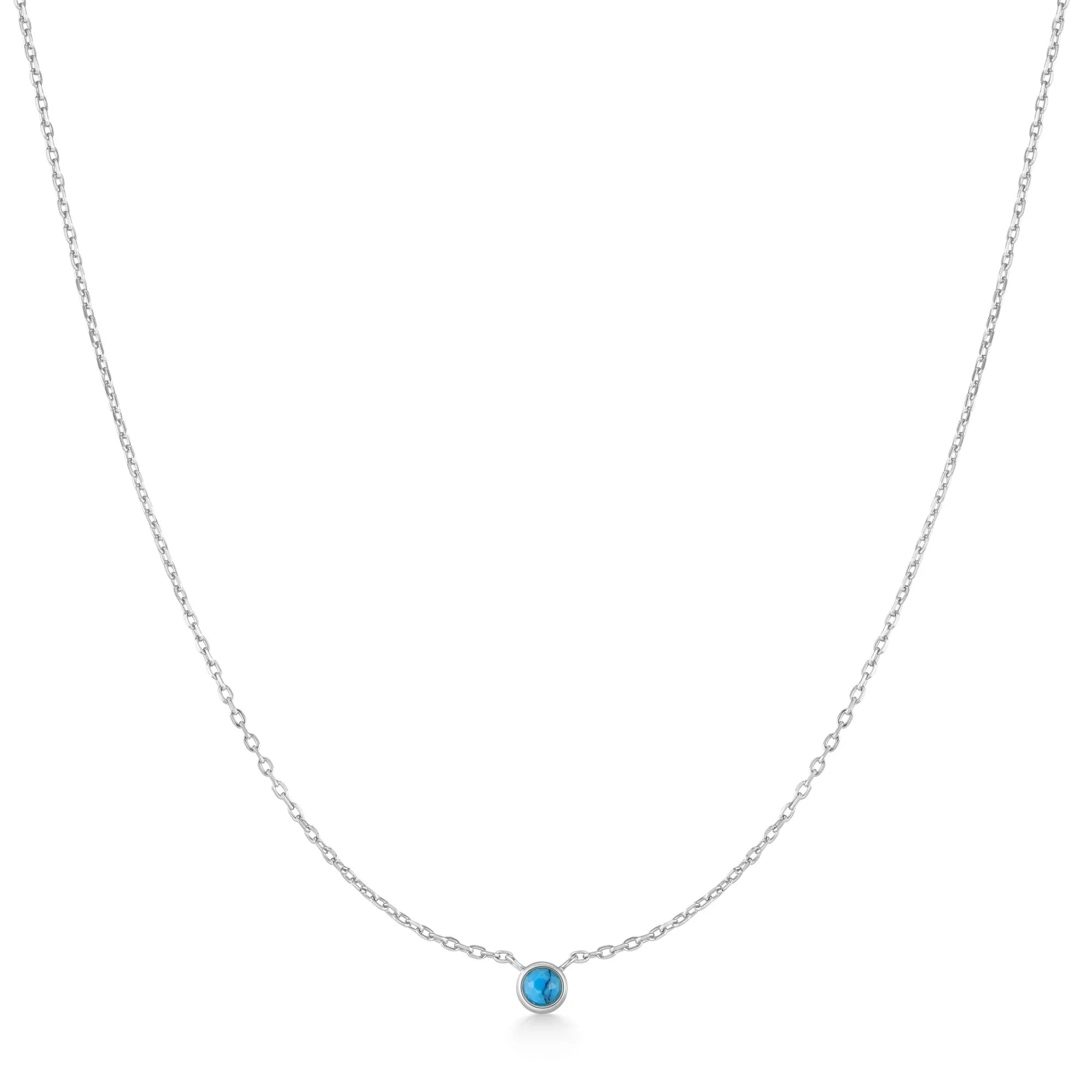 Silver Bezel-Set Turquoise Solitaire Necklace