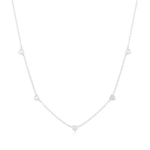 Load image into Gallery viewer, Silver Pavé Puffed Heart Station Necklace
