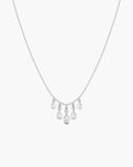 Silver Bezel-Set Teardrop Cascade Necklace