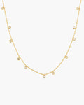 Gold Bezel-Set Droplet Station Necklace