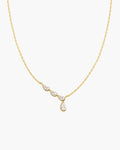 Gold Half Bezel Angled and Dangle Teardrop Necklace