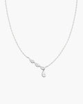 Silver Half Bezel Angled and Dangle Teardrop Necklace