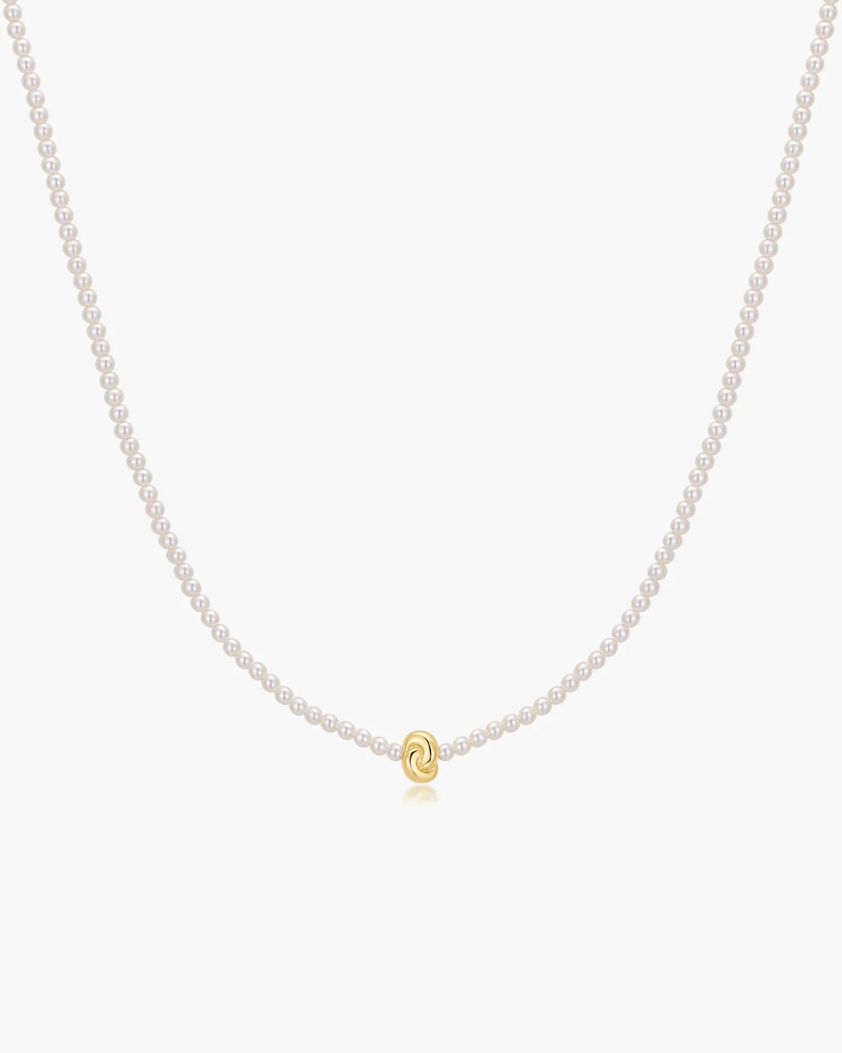 Gold Twist and Glass Pearl Beaded Necklace