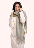 Powder Nancy Cosy Scarf in soft green with fringing