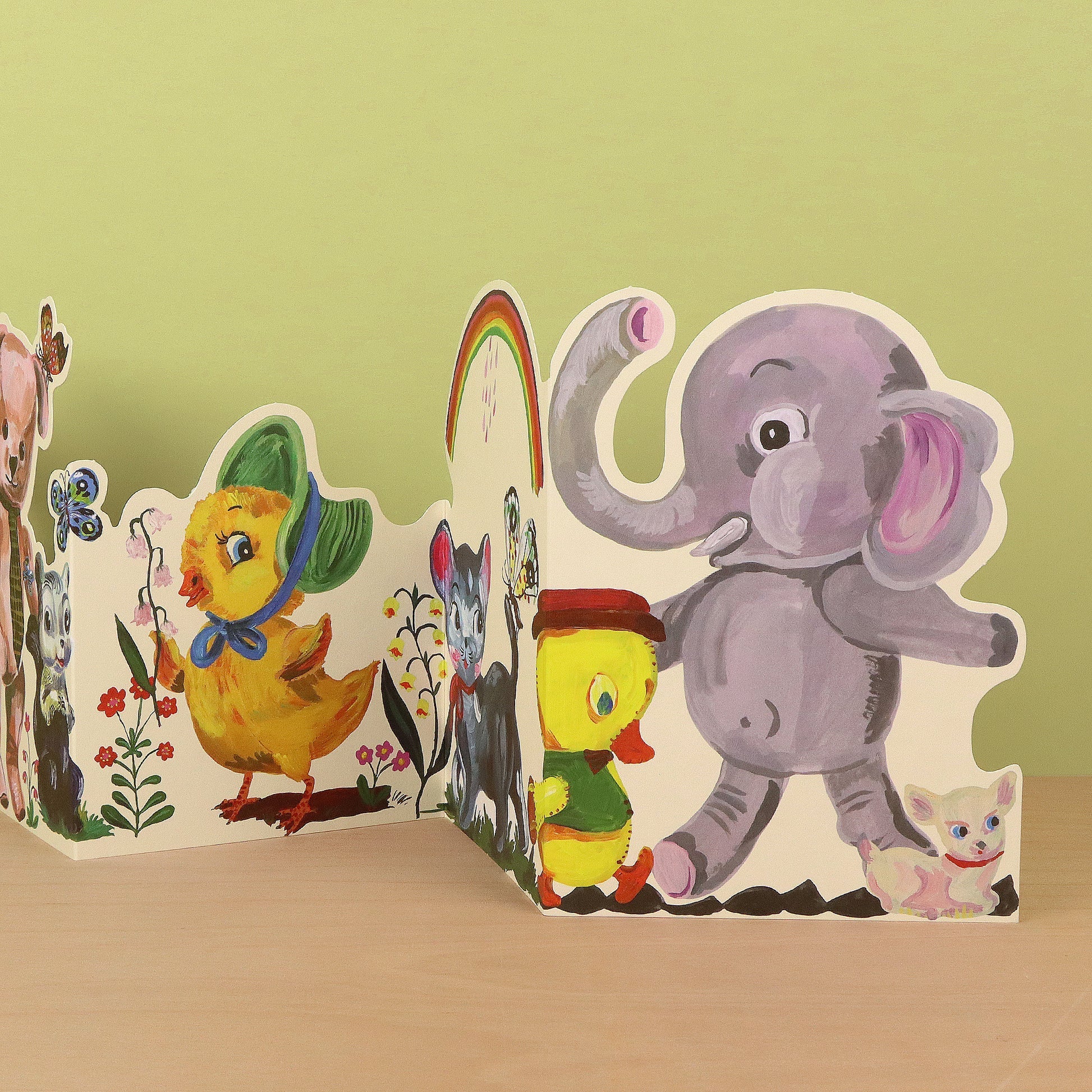 Plushie Party die-cut card by Natalie Lete, side view