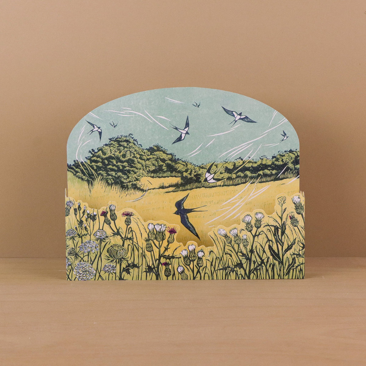 Bayfield Swallows die-cut card by Niki Bowers, Art Angels