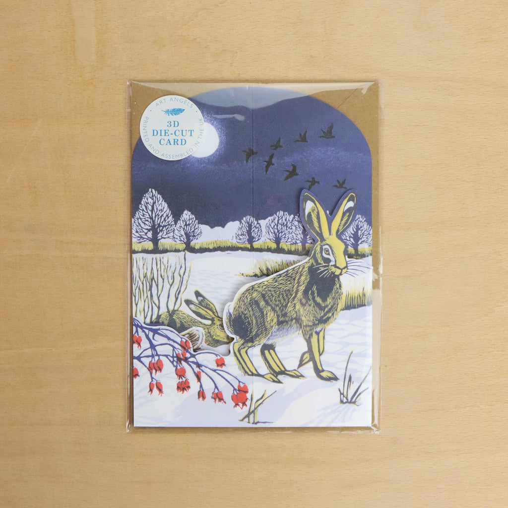 Winter Hares die-cut card by Niki Bowers, view 4