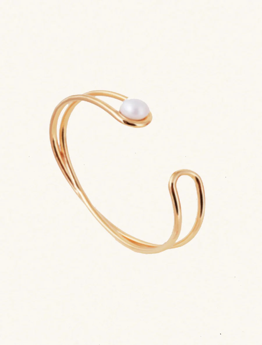 18k Gold Vermeil Pearl Cuff Bracelet