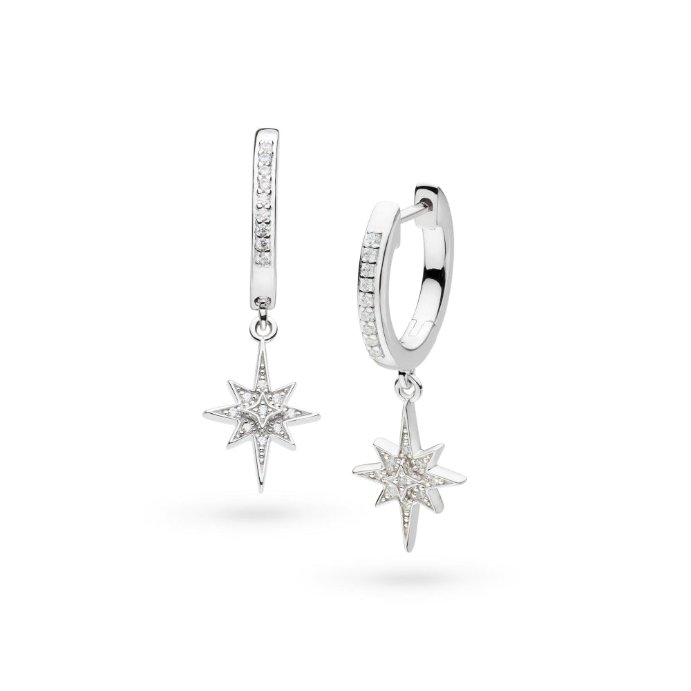 Kit Heath Celeste North Star CZ Hinged Hoop Drop Earrings