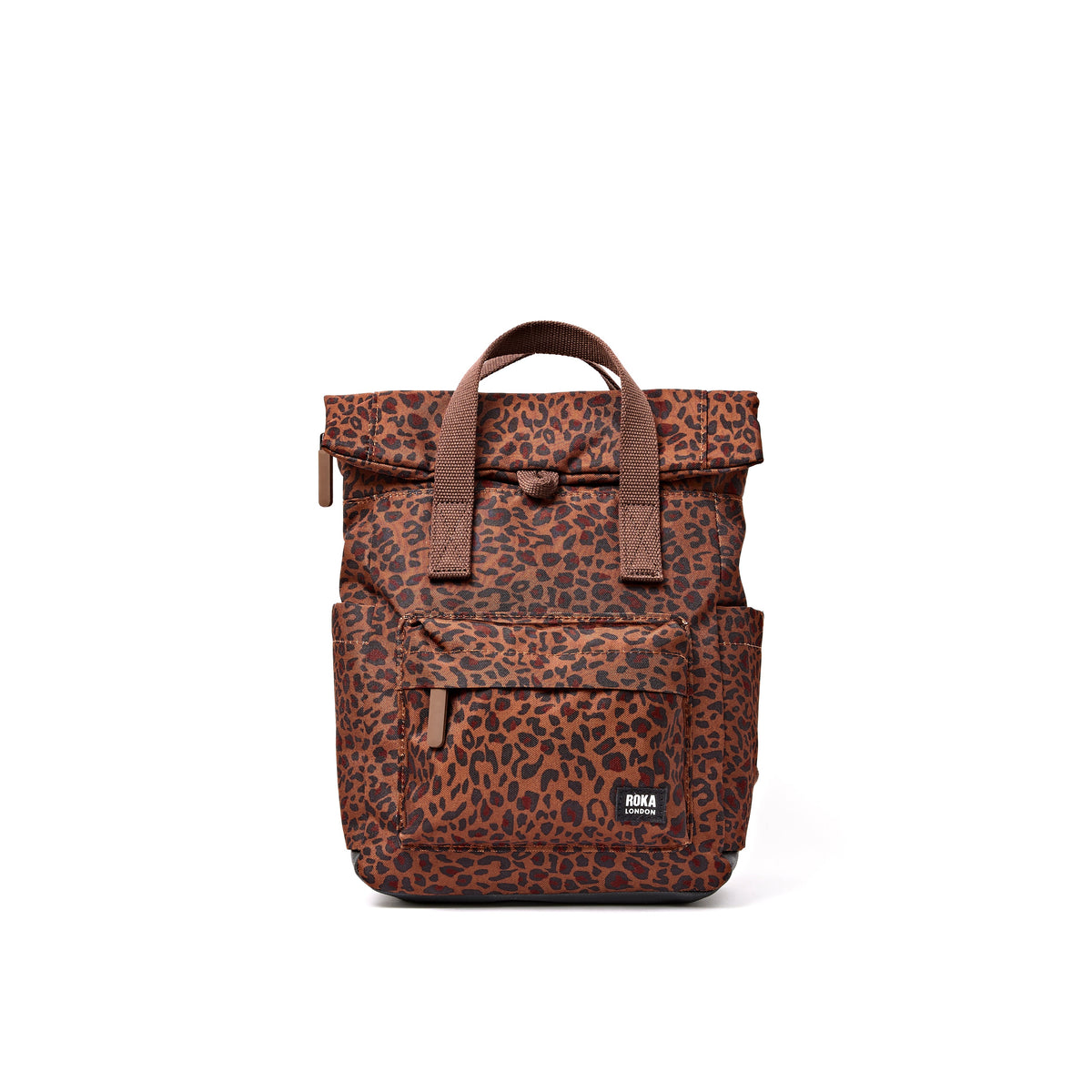 ROKA Canfield B Roll Top Backpack Small in Mini Leopard recycled canvas