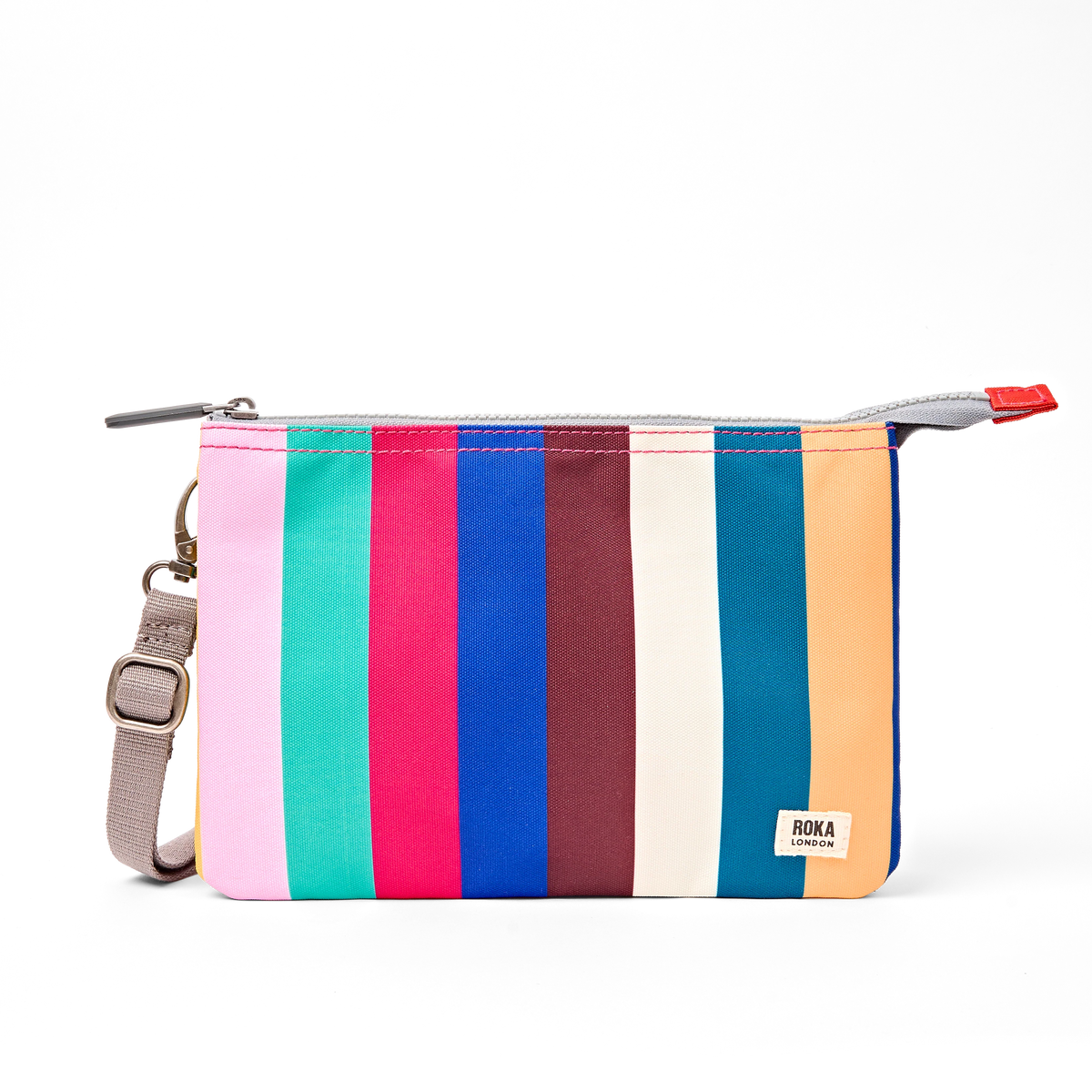 ROKA Carnaby XL Crossbody Bag in Wide Multi Stripe recycled canvas