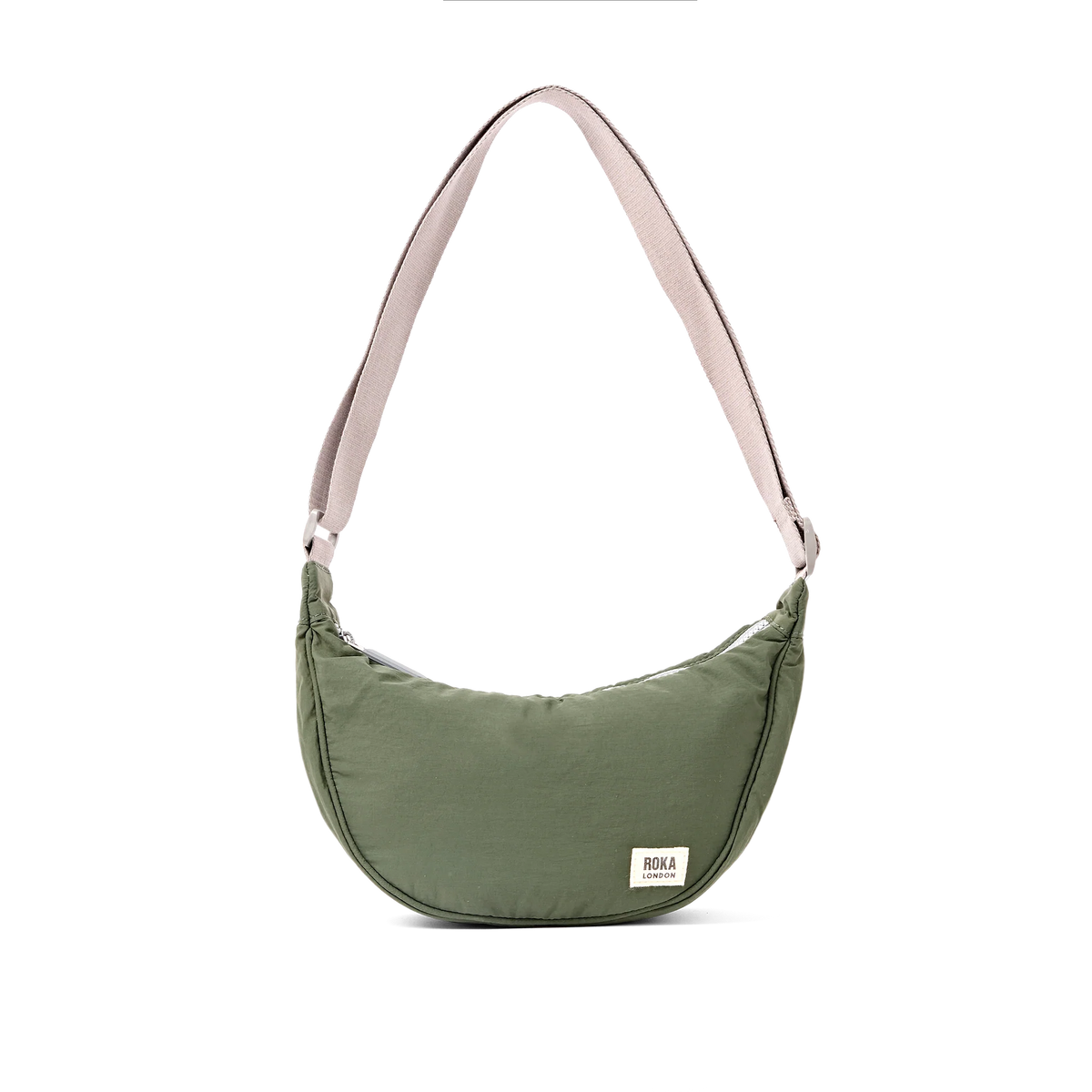 ROKA Farringdon Half Moon Bag in Olive Taslon