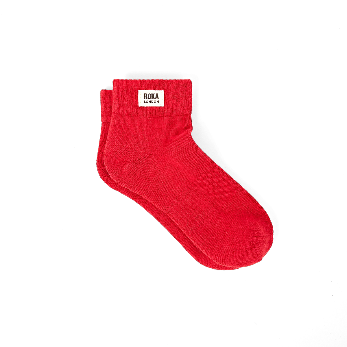 ROKA Wembley organic cotton ankle socks in Chilli Oil