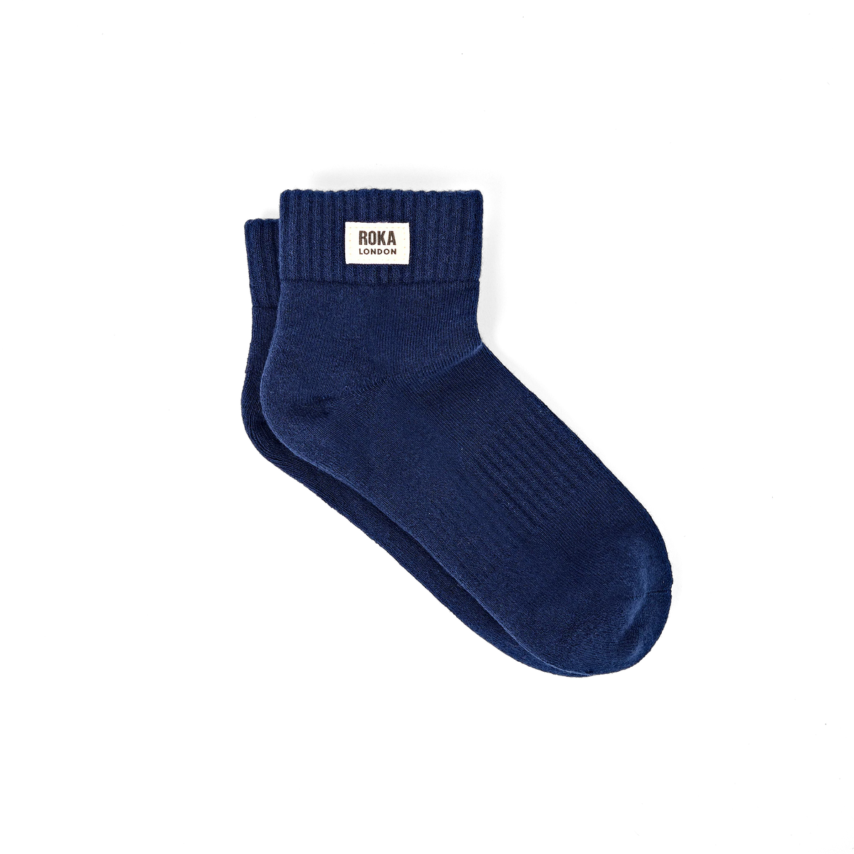 ROKA Wembley organic cotton ankle socks in Deep Blue
