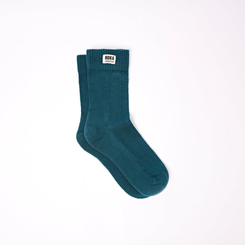 ROKA Wimbledon Organic Cotton Crew Socks -One Size 3 to 8- NEW