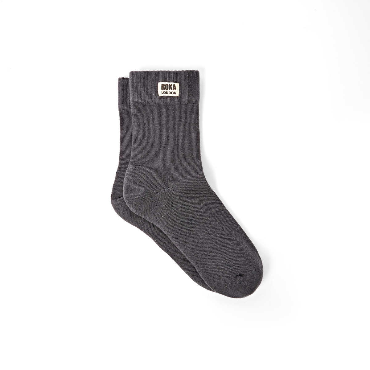 ROKA Wimbledon women's organic cotton crew socks in Faded Black
