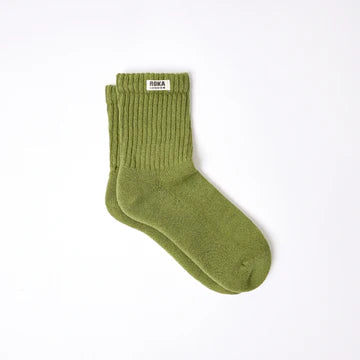 Roka Retro Crew Socks in bold block colour, organic cotton, women's UK 3–8