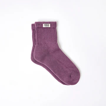 Roka Retro Crew Socks in bold block colour, organic cotton, women's UK 3–8