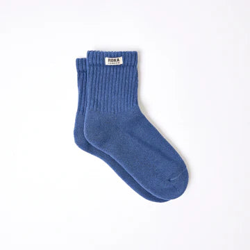 Roka Retro Crew Socks in bold block colour, organic cotton, women's UK 3–8