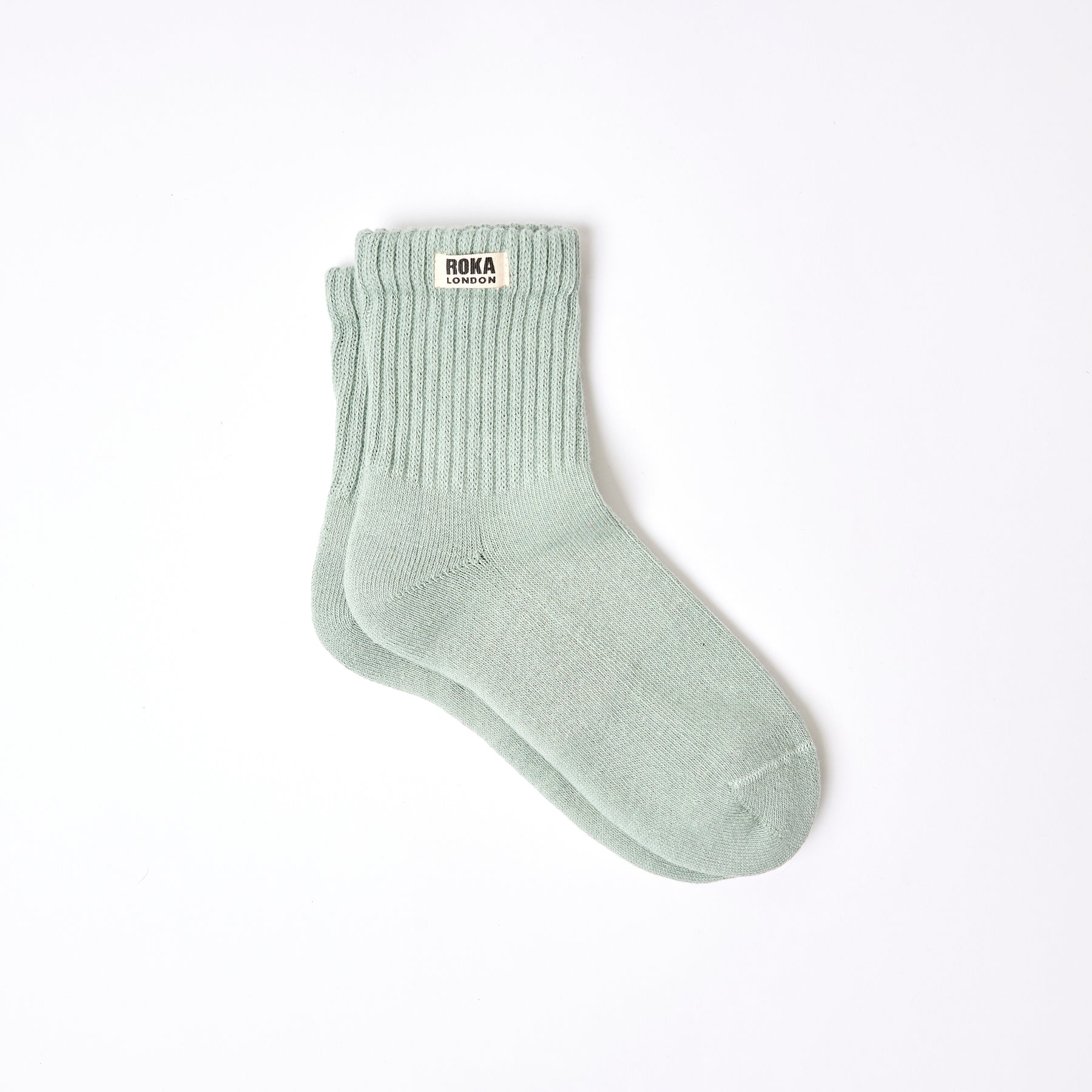 Roka Retro Crew Socks in bold block colour, organic cotton, women's UK 3–8