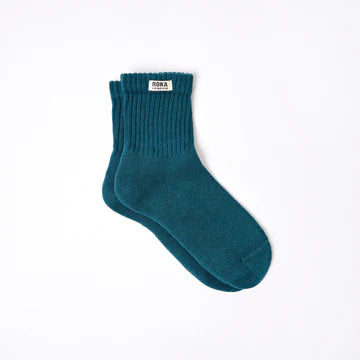 Roka Retro Crew Socks in bold block colour, organic cotton, women's UK 3–8