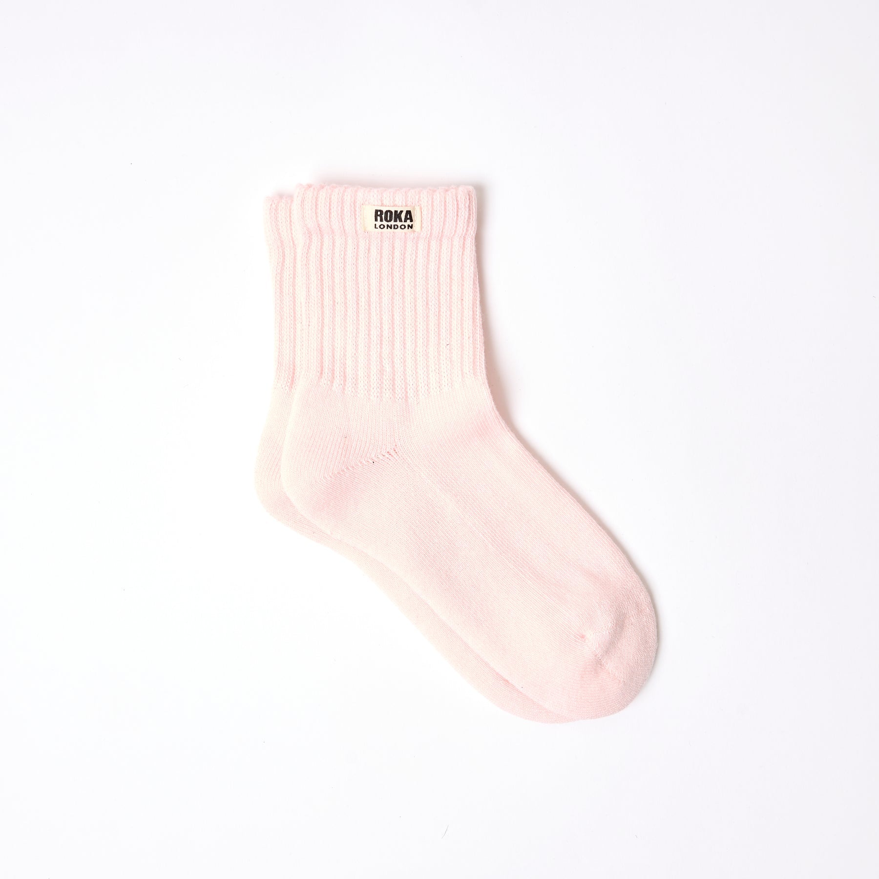 Roka Retro Crew Socks in bold block colour, organic cotton, women's UK 3–8