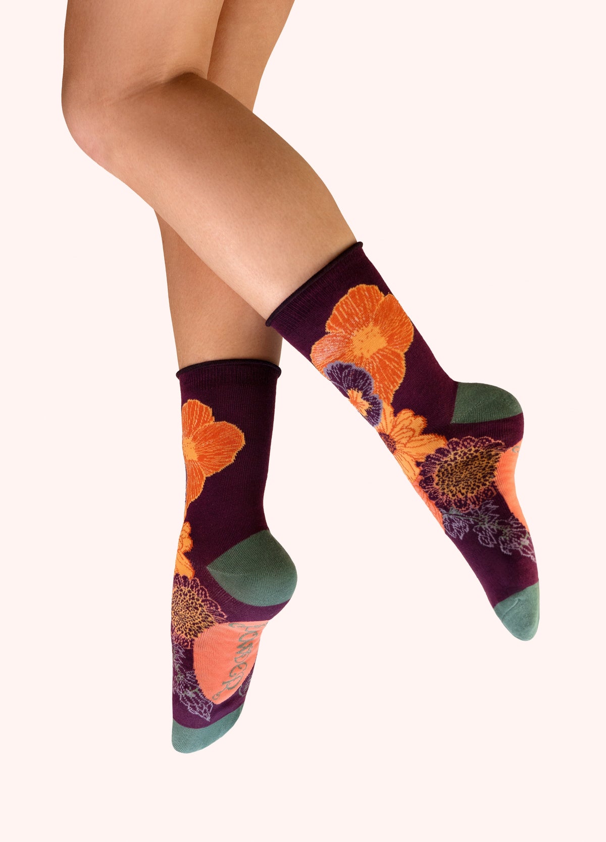 Powder Beautiful Bouquet Ankle Socks with jewel-toned 70s-style florals