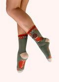 Powder Snuggle Sausage Dogs Ankle Socks in olive with sausage dogs in jumpers and love hearts