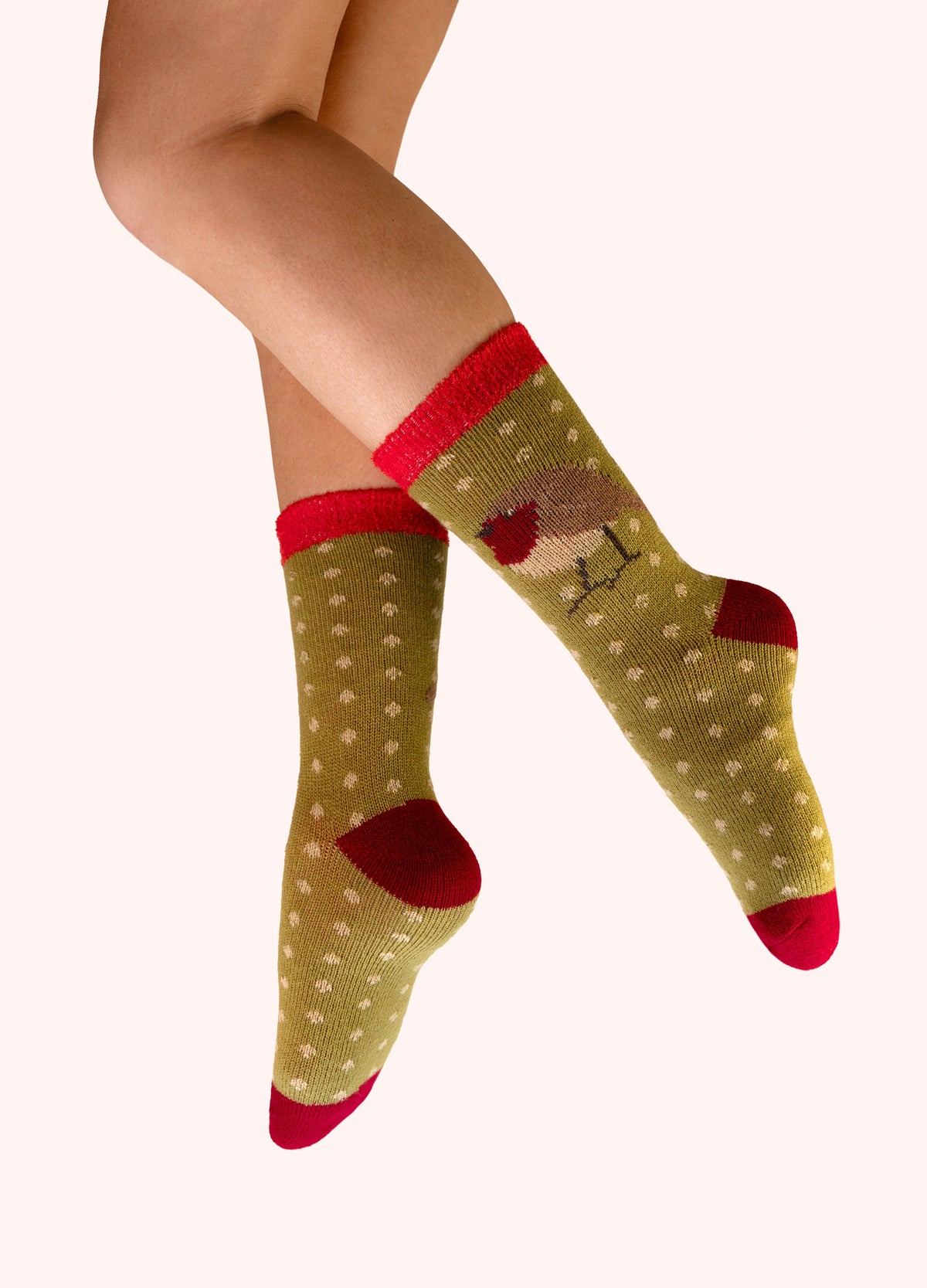 Powder Robin Cosy Socks with robin design