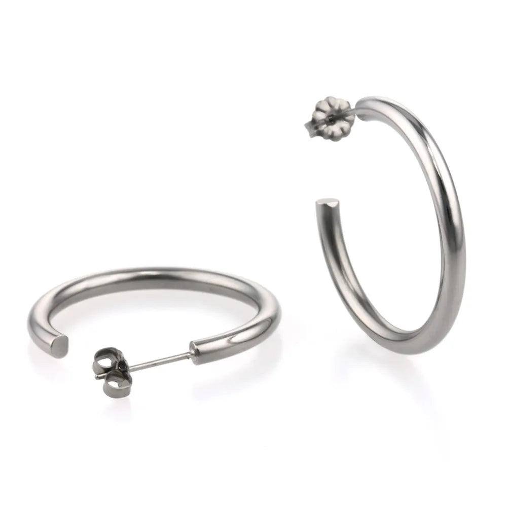 ROUND HOOP TITANIUM EARRINGS