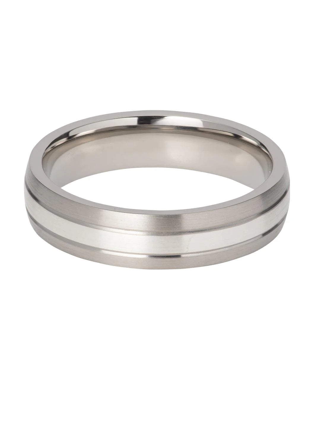 UNIQUE & CO TITANIUM RING  with silver inlay - TR 111