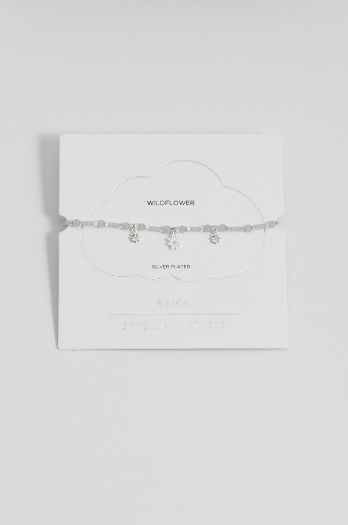 White Enamel Double Flower Studs (Silver Plated)