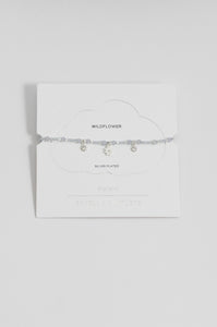 White Enamel Double Flower Studs (Silver Plated)