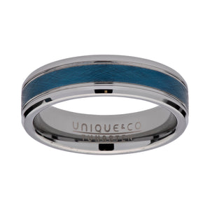 UNIQUE & CO TUNGSTEN CARBIDE RING WITH BLUE IP PLATING