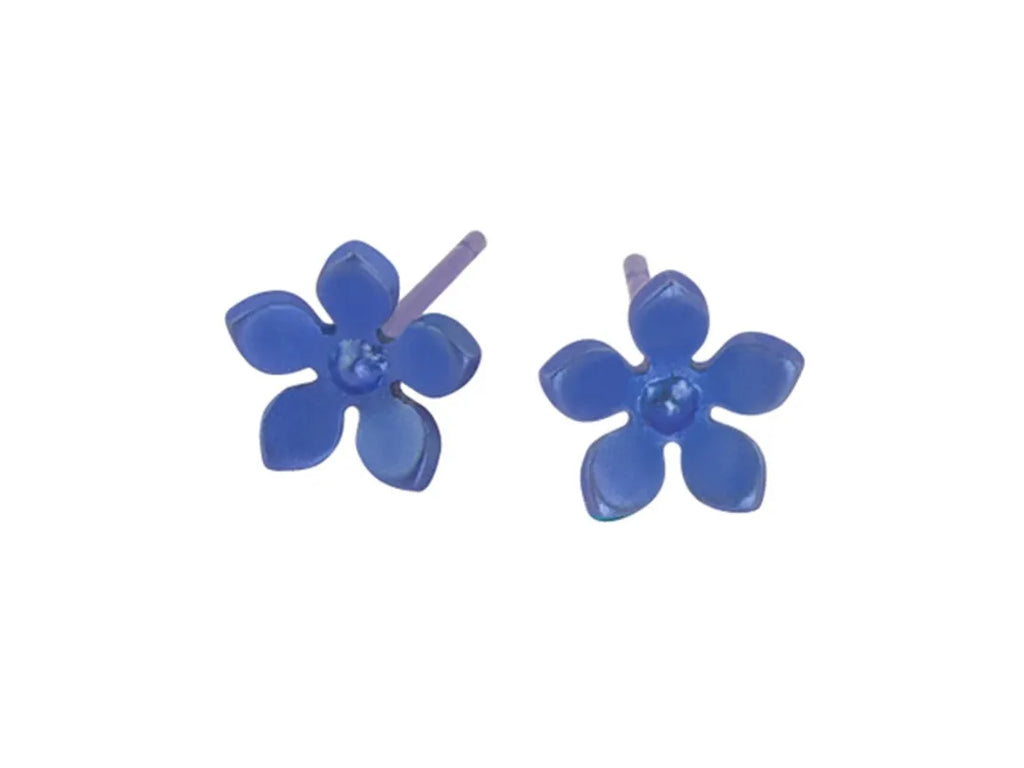 FIVE PETAL FLOWER TITANIUM PENDANT Studs