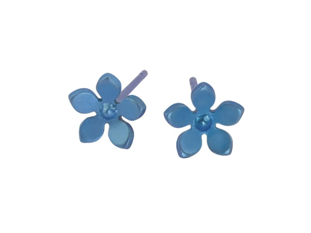 FIVE PETAL FLOWER TITANIUM PENDANT Studs