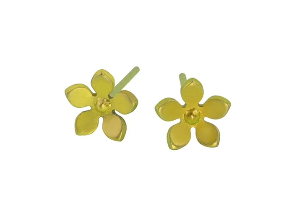 FIVE PETAL FLOWER TITANIUM PENDANT Studs