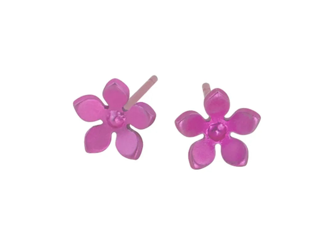 FIVE PETAL FLOWER TITANIUM PENDANT Studs
