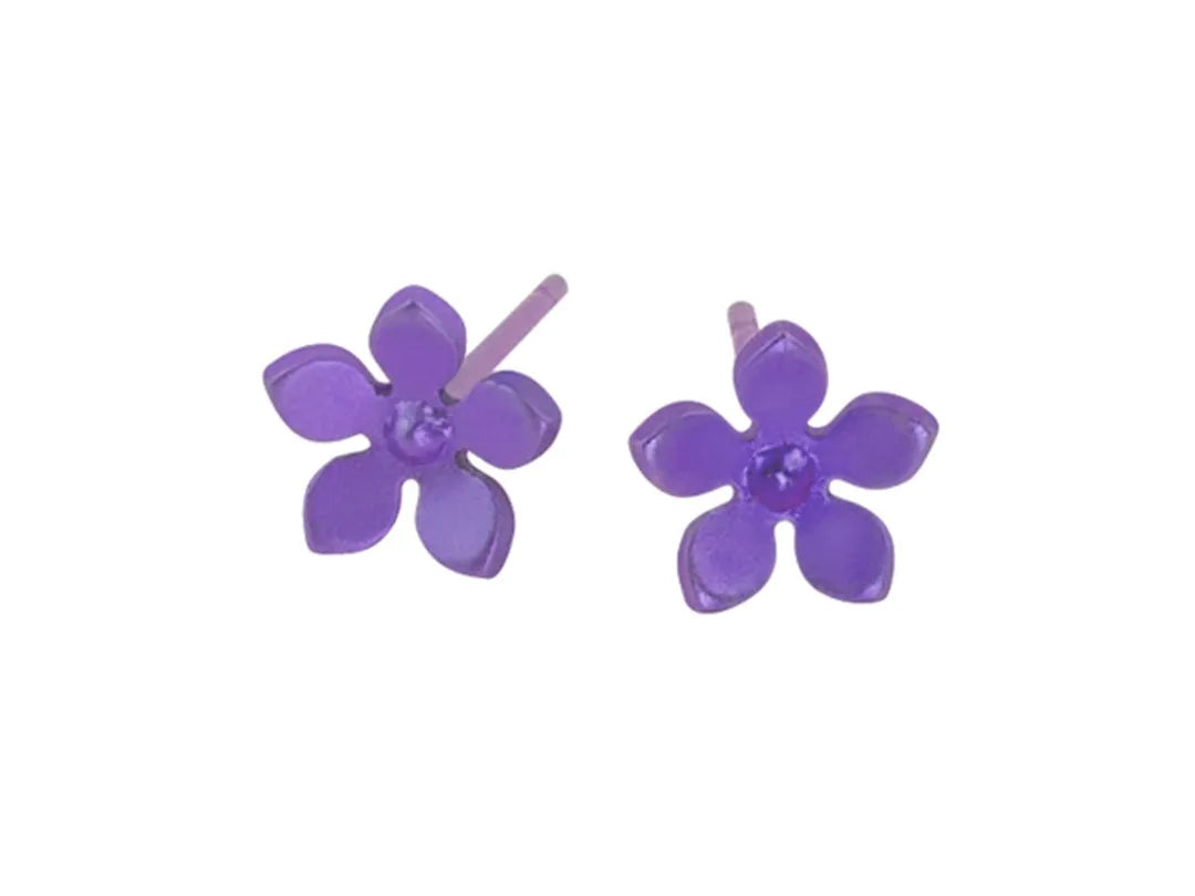 FIVE PETAL FLOWER TITANIUM PENDANT Studs