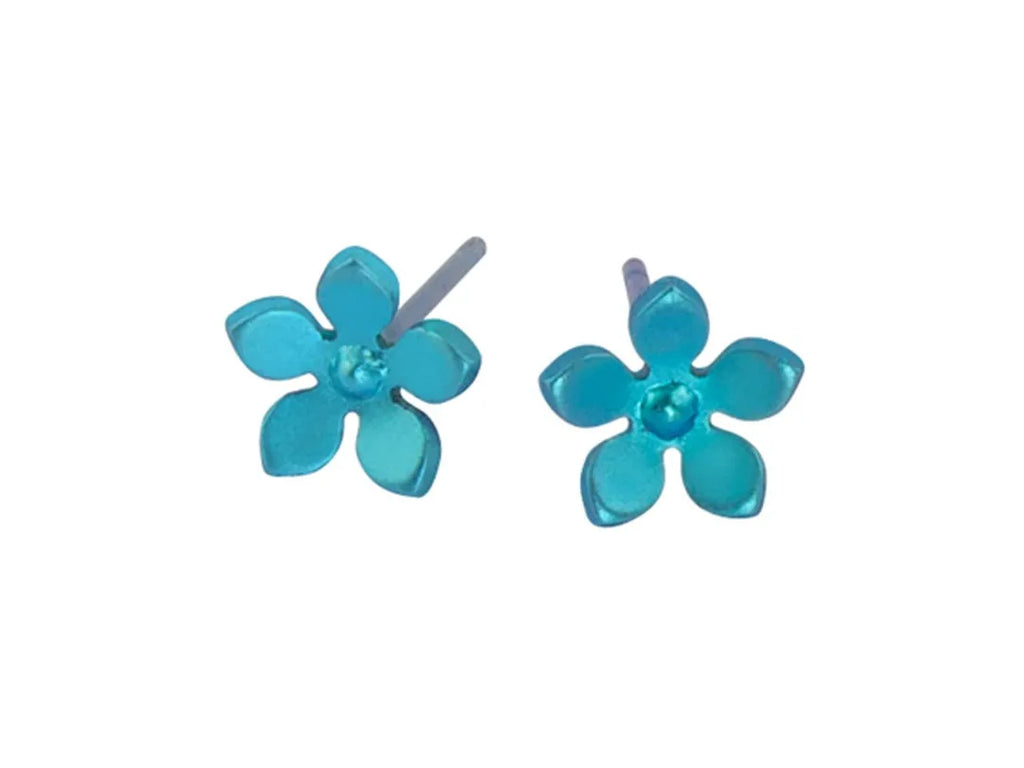 FIVE PETAL FLOWER TITANIUM PENDANT Studs
