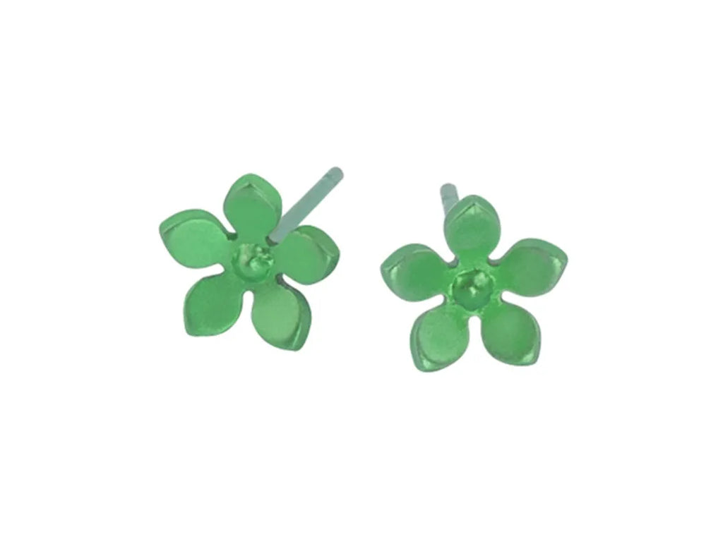 FIVE PETAL FLOWER TITANIUM PENDANT Studs
