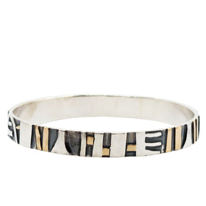 Adele Taylor Sterling silver, oxidised silver and 14ct gold plating bangle
