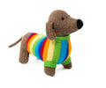 TWEED SAUSAGE DOG WITH BOLD STRIPED JUMPER TOY