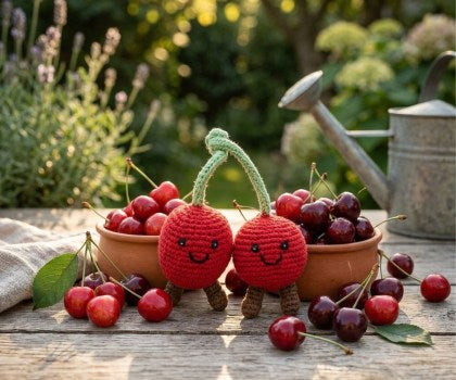 Fair Trade Crochet Cherries Baby Rattle Organic Cotton